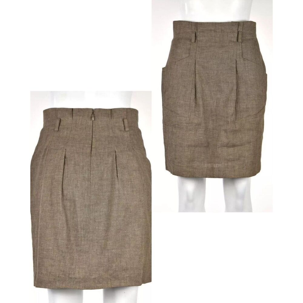 BCBG Maxazria Skirt Size Small Brown Linen Blend Pockets Size Small